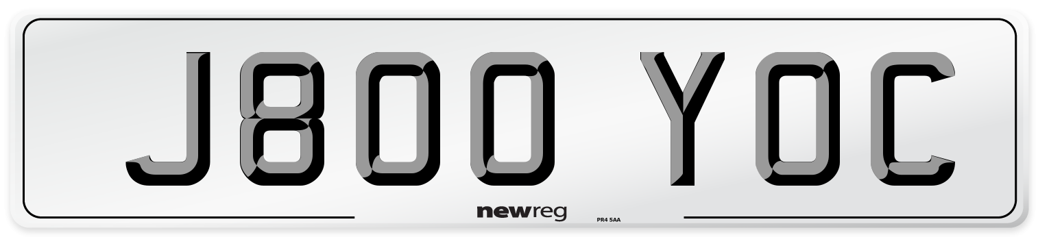 J800 YOC Number Plate from New Reg